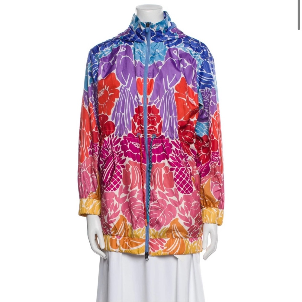 Farm Rio Tropical Graphic Floral Lightweight Parka Jacket.